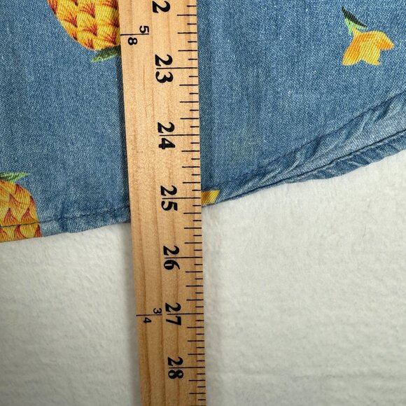 Vintage 90's Lemon Grass Pineapple Denim Button Up Shirt Size Small 100% Cotton - Picture 4 of 5